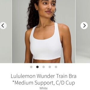 Lululemon Wunder Train Bra *Medium Support, C/D Cup; White - Size 8